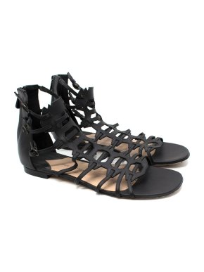 Paul Andrew Black Flat Gladiator Sandals