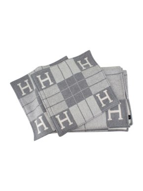 Hermes Avalon III Signature H Throw Blanket & 2 Small Pillow Covers