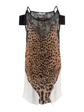 Givenchy Silk Animal Print Lace Trim Mini Slip Dress