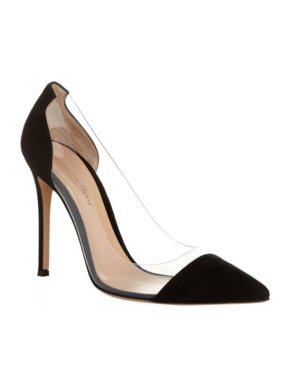 Gianvito Rossi Black Suede Plexi 105mm Pumps