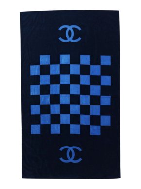 Chanel Blue Two-Tone Cotton Terry Beach Towel 100 cm x 165 cm