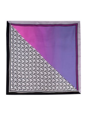 Jimmy Choo Ash Fuchsia Purple Printed Silk-Twill Foulard