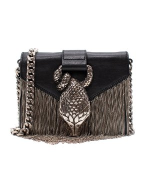 Saint Laurent Chain Fringed Snake Clasp Crossbody Bag