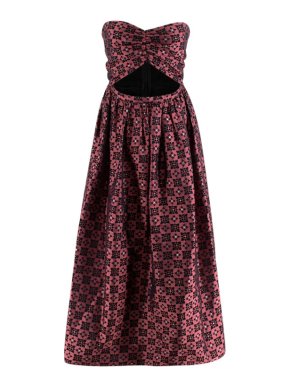 Mary Katrantzou Metallic Red Geometric Cut-Out Gown