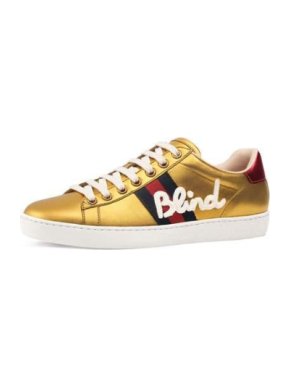 Gucci New Ace Blind For Love Metallic Trainer