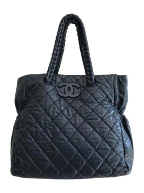 Chanel Navy Quilted Leather Shopper Tote