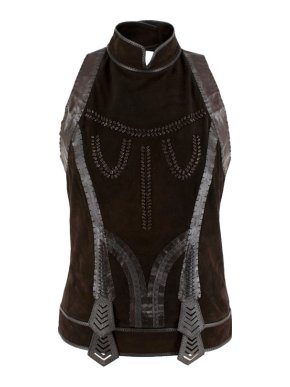 Fendi Brown Suede Leather Trim Open Back Top