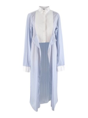 Loewe Blue Pinstripe High-Low Shirt Dress