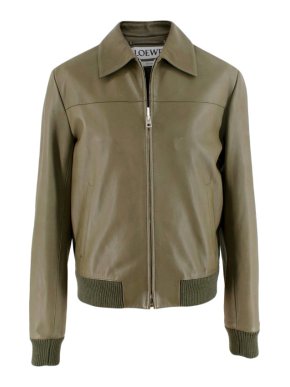 Loewe Men's Khaki Soft Leather Jacket