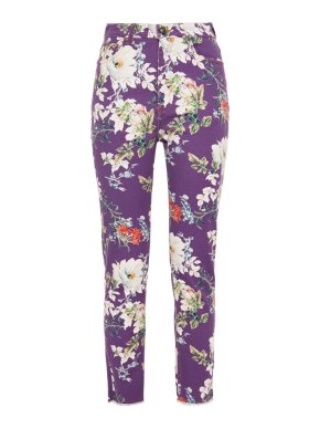 Etro Purple Floral Ankle Crop Jeans