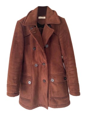 Balmain Burgundy Shearling Pea Coat