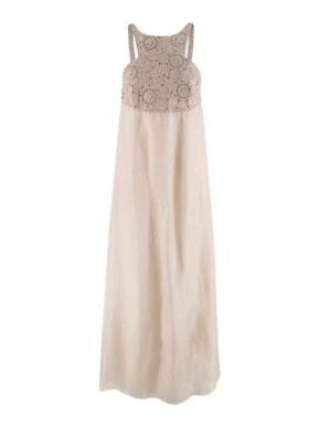 Alberta Ferretti Beige Silk Embellished Dress