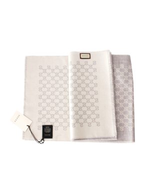 Gucci Grey Supreme Monogram Reversible Wool Shawl