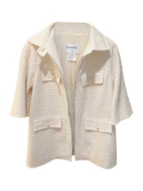 Chanel ecru zip front tweed jacket/short coat
