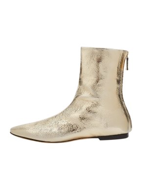 Victoria Beckham gold leather flat ankle boots