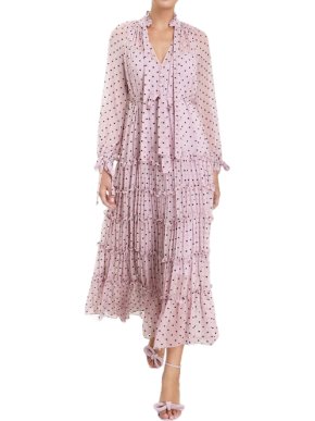 Zimmermann Ninety-Six Neck Tie Dress Lilac Dot