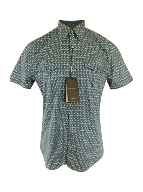 Gucci G Abstract Print Short Sleeve Mens Shirt