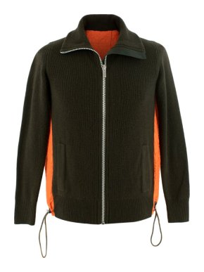 Reyn Spooner x Sacai Khaki & Orange Knit Zip Up Embroidered Jacket