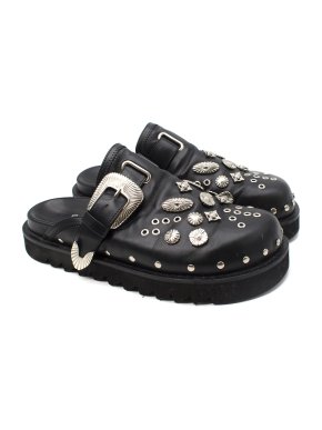Toga Virilis Silver Buckled Clogs