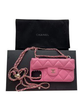 Chanel Pink Lambskin Case for iPhone XII Pro MAX with chain