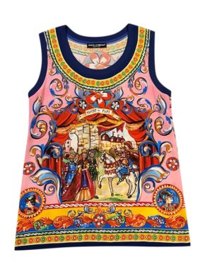 Dolce & Gabbana Multicoloured Silk Printed Vest Top