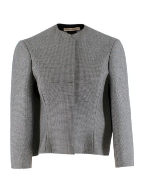 Balenciaga Wool Houndstooth Structured Crop Jacket 1