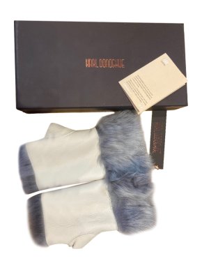 Karl Donoghue Shearling Trimmed Lambskin Fingerless Gloves