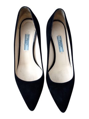 Prada Black Suede Kitten Heel Pumps