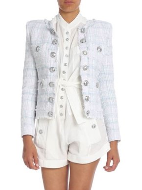 Balmain Pale Blue Tweed Jacket