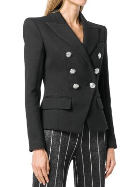 Balmain black wool blend double-breasted blazer