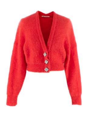 Alessandra Rich Crystal Embellished Mohair Blend Cardigan
