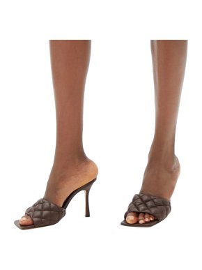 Bottega Veneta quilted brown leather mules