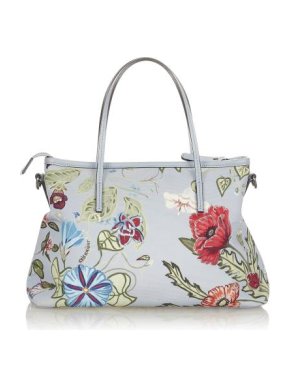 Gucci Blue Nylon Flora Knight Satchel