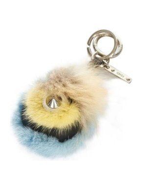 Fendi Blue and Yellow Monster Fur Pom-Pom Bag Charm