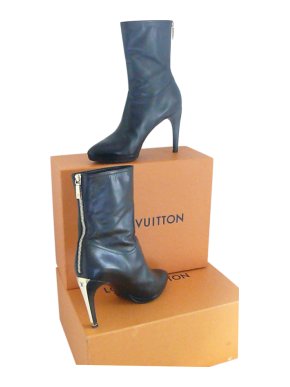 Louis Vuitton Black calf leather heeled ankle boots