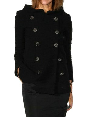 Chanel Black Tweed Double Breasted Jacket