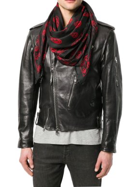 Alexander McQueen Black & Red Skull Scarf