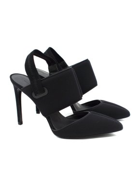 Alexander Wang Black Nylon Stretch Slingbacks