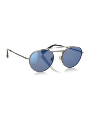 Valentino Metal/Blue Tinted Round Sunglasses