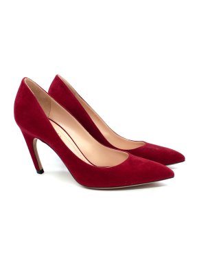 Dior Cherry Red Suede D-Heel Pumps