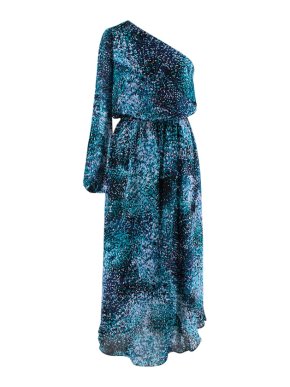 Ramy Brook One Shoulder Blue Patterned Dress