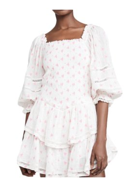 LoveShackFancy White & Pink Raleigh Dress