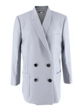 Fendi Woven Wool & Mohair Blue-Gray Double Breasted Oversize Jacket