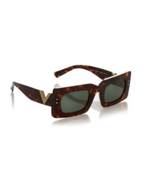 Valentino Square Tortoiseshell V-Cut Sunglasses