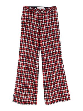Goat Kipling Wool-Blend Lochcarron Red Navy White Flared Trousers