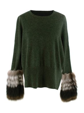 Izaak Azanei Fur Cuff Green Sweater