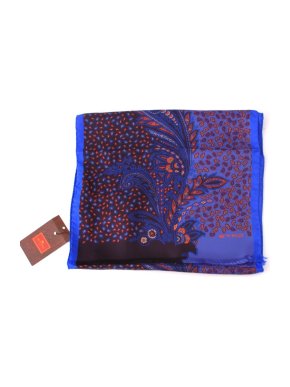 Etro Navy Paisley Print Silk Scarf