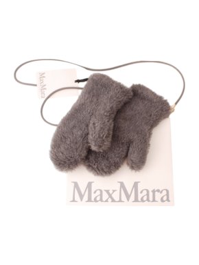 Max Mara Grey Alpaca Wool Teddy Mittens