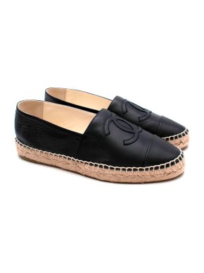 Chanel Black Lambskin Espadrilles