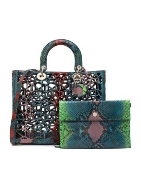 Dior Multi Coloured Python Diorissimo Cage Tote